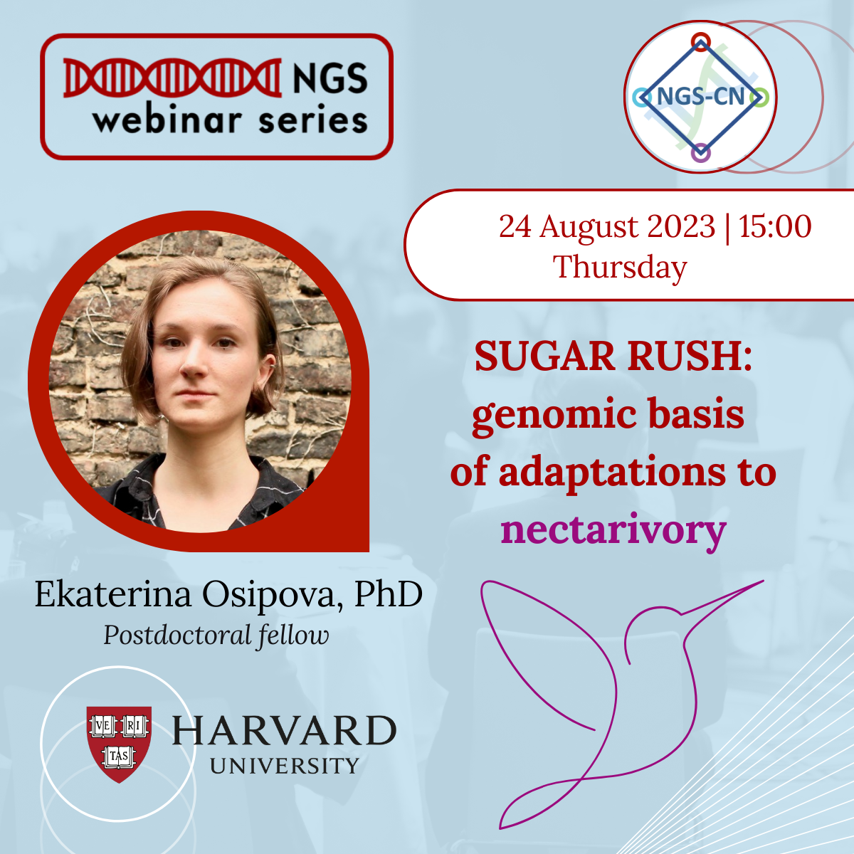 NGS-CN Webinars: SUGAR RUSH – genomic basis of adaptations to nectarivory